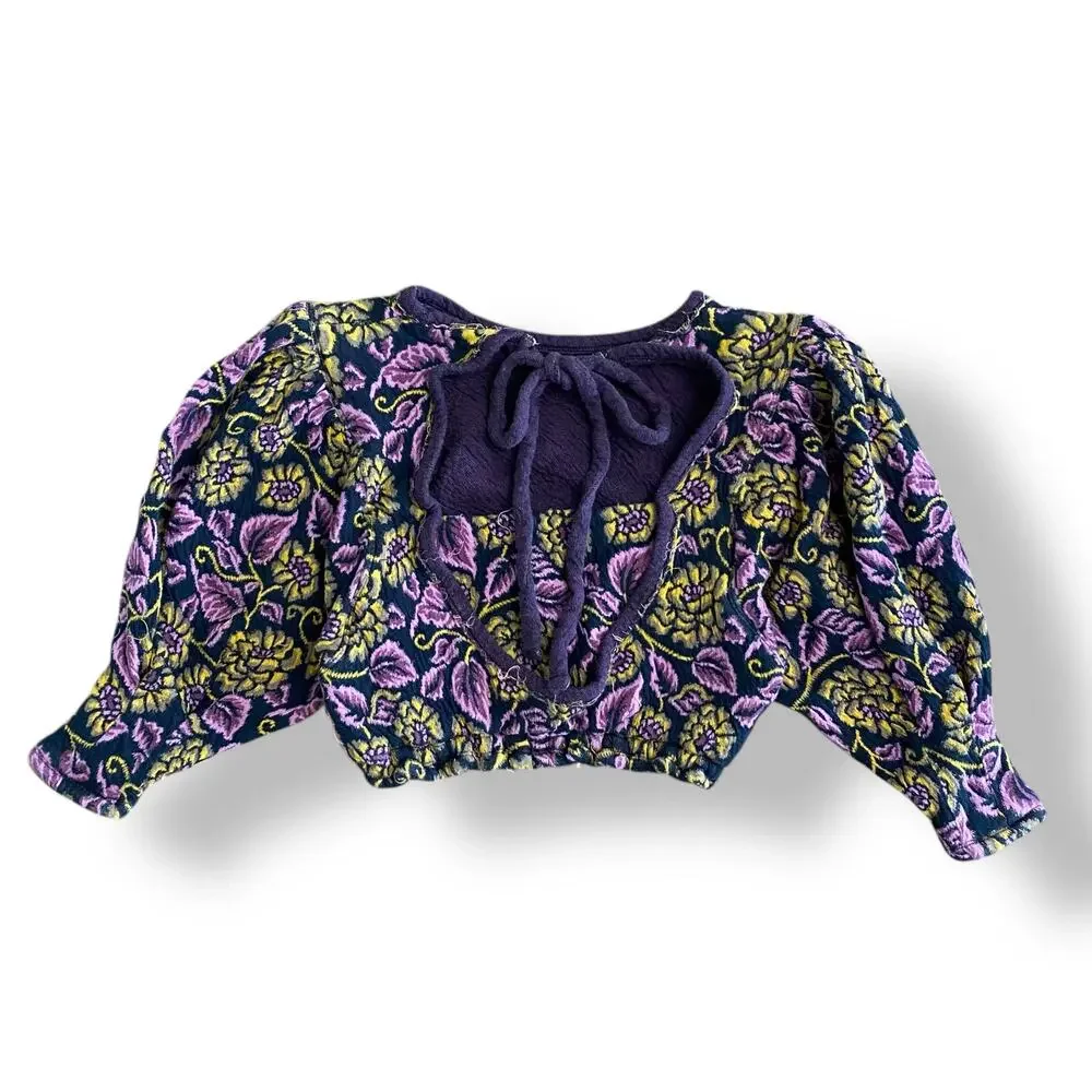 Free People No Ordinary Black Floral Reversible‎ Top Womens Size S Purple Black